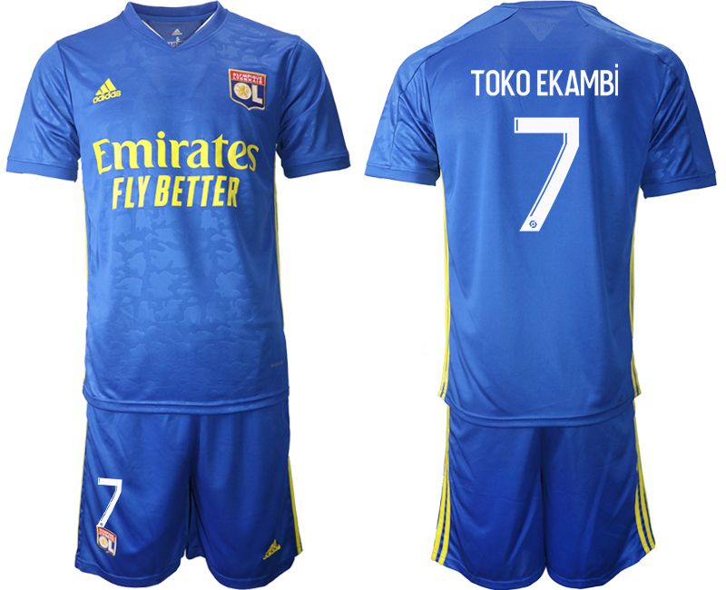 Men 2020-2021 club Olympique Lyonnais away #7 blue Soccer Jerseys